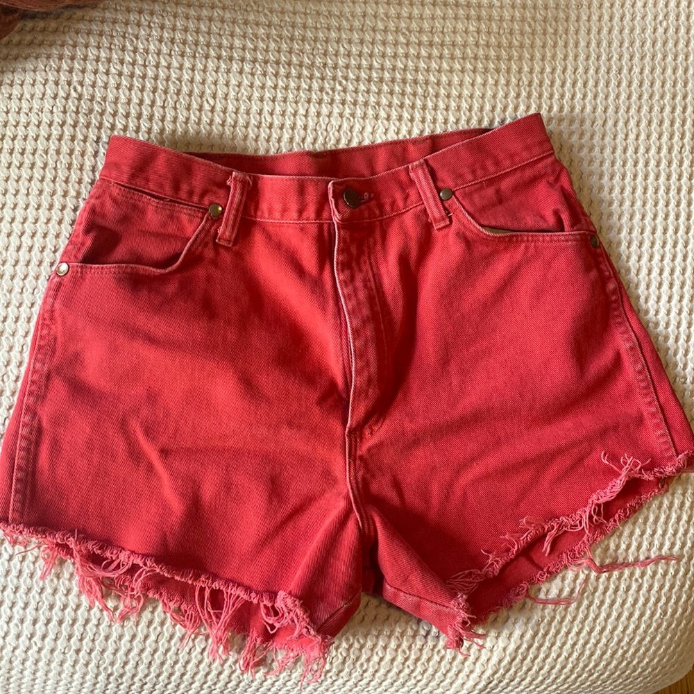Red Wrangler Jean Shorts